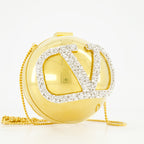 VLogo minaudière, Swarovski crystals, Valentino Garavani, elegant accessory, gold minaudière