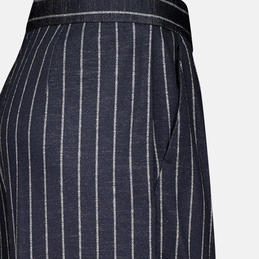 Pantalones de Lana Rayados en Azul
