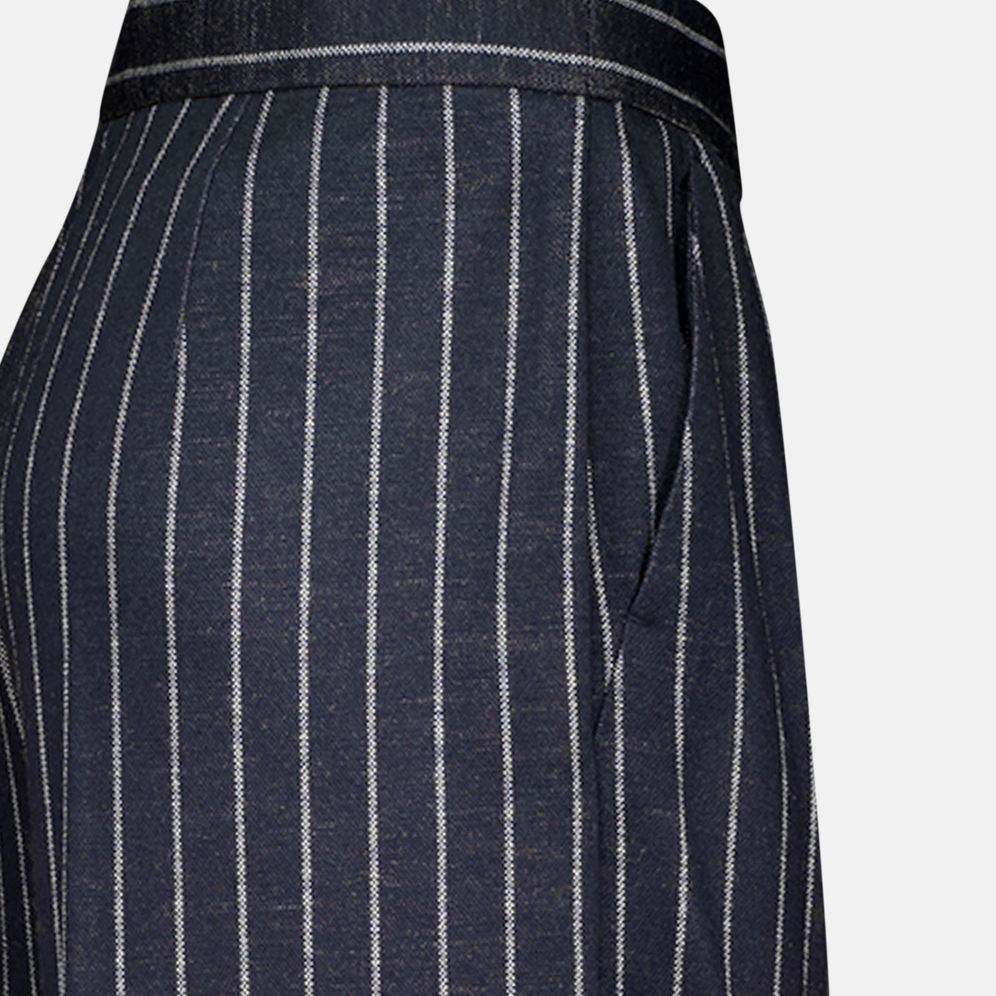 Pantalones de Lana Rayados en Azul