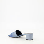 Image of Denim 4G Heeled Sandals by Givenchy for Women - Season Spring-Summer 2025 - Back Right Three-Quarter View