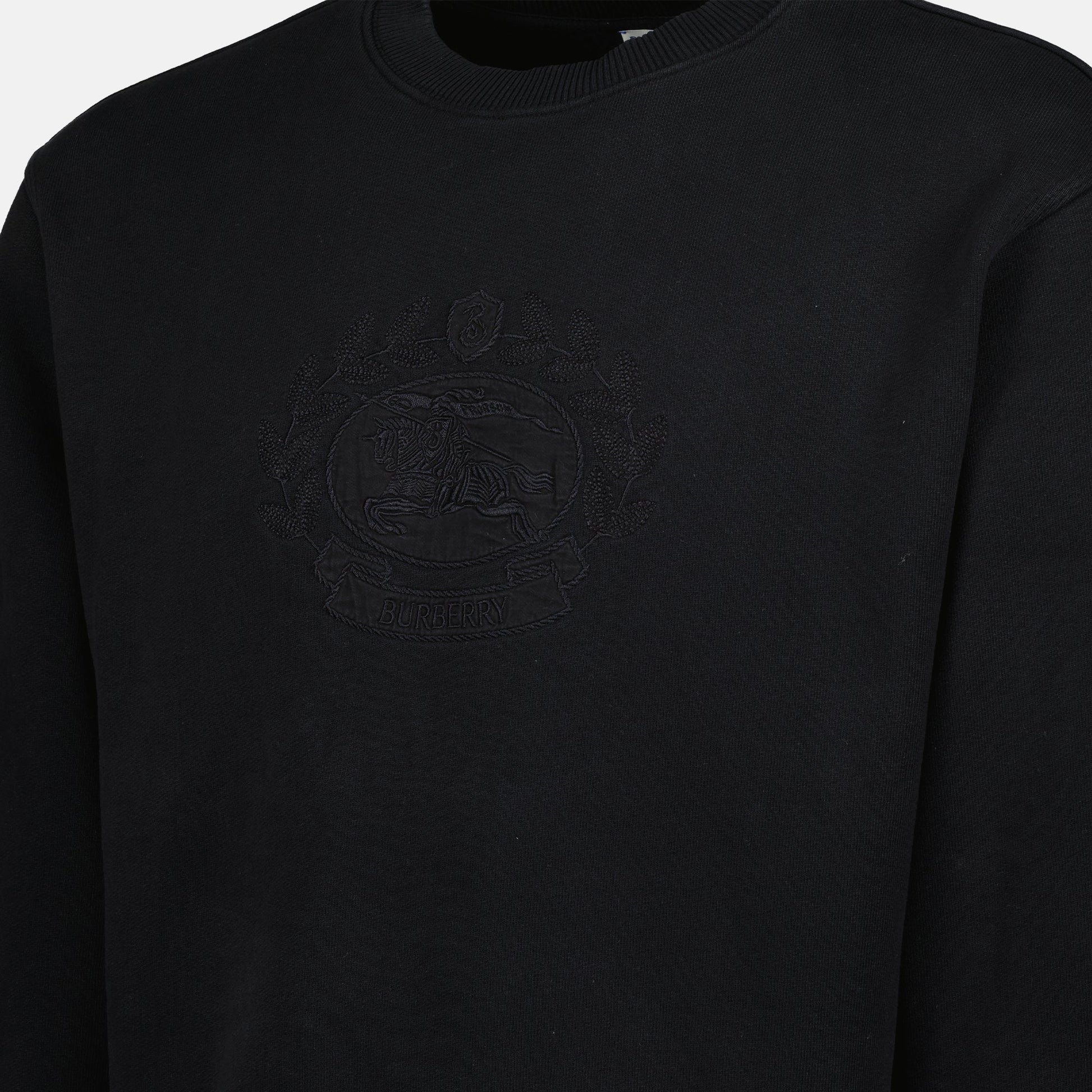 Burberry sweatshirt, crew neck sweatshirt, embroidered logo, premium cotton, Autumn-Winter collection