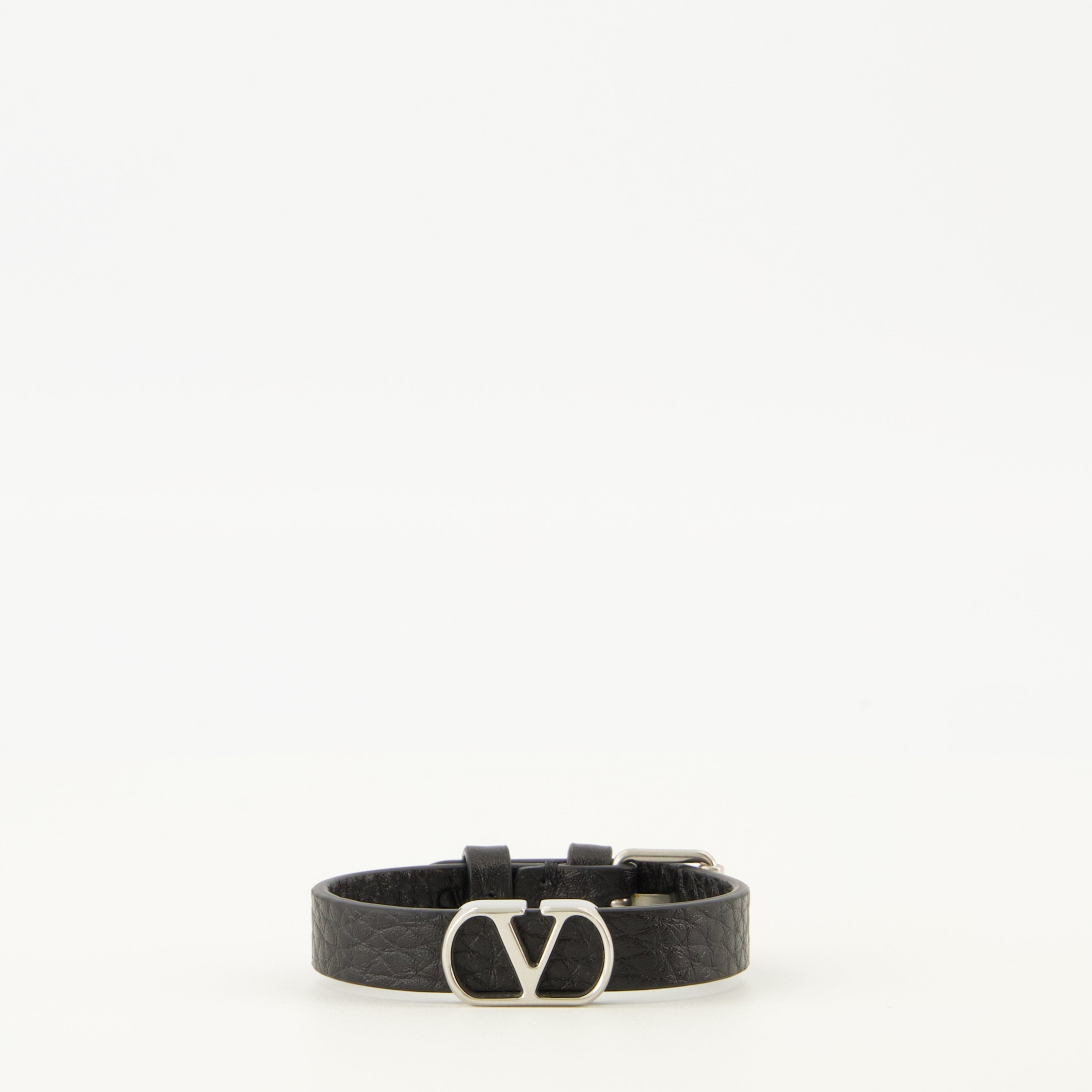 Valentino, black leather bracelet, luxury accessories, elegant jewelry, fashion statement