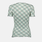 バーバリーの女性用グリーンチェックコットンストレッチTシャツの画像 - シーズン春夏2025 - 詳細ビュー 2