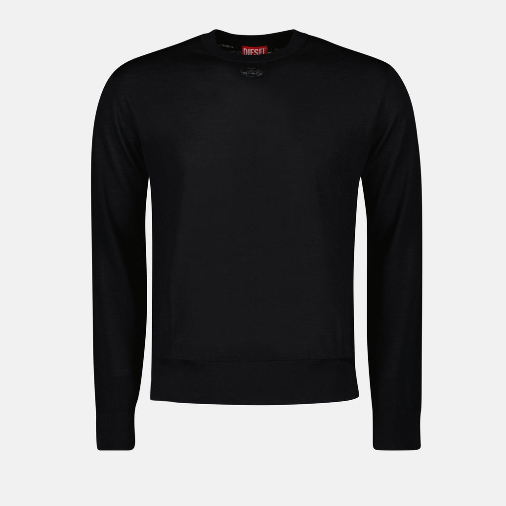 Image of Black Wool Pull K-Garth by Diesel for Men - Season Autumn-Winter 2024 - Front View