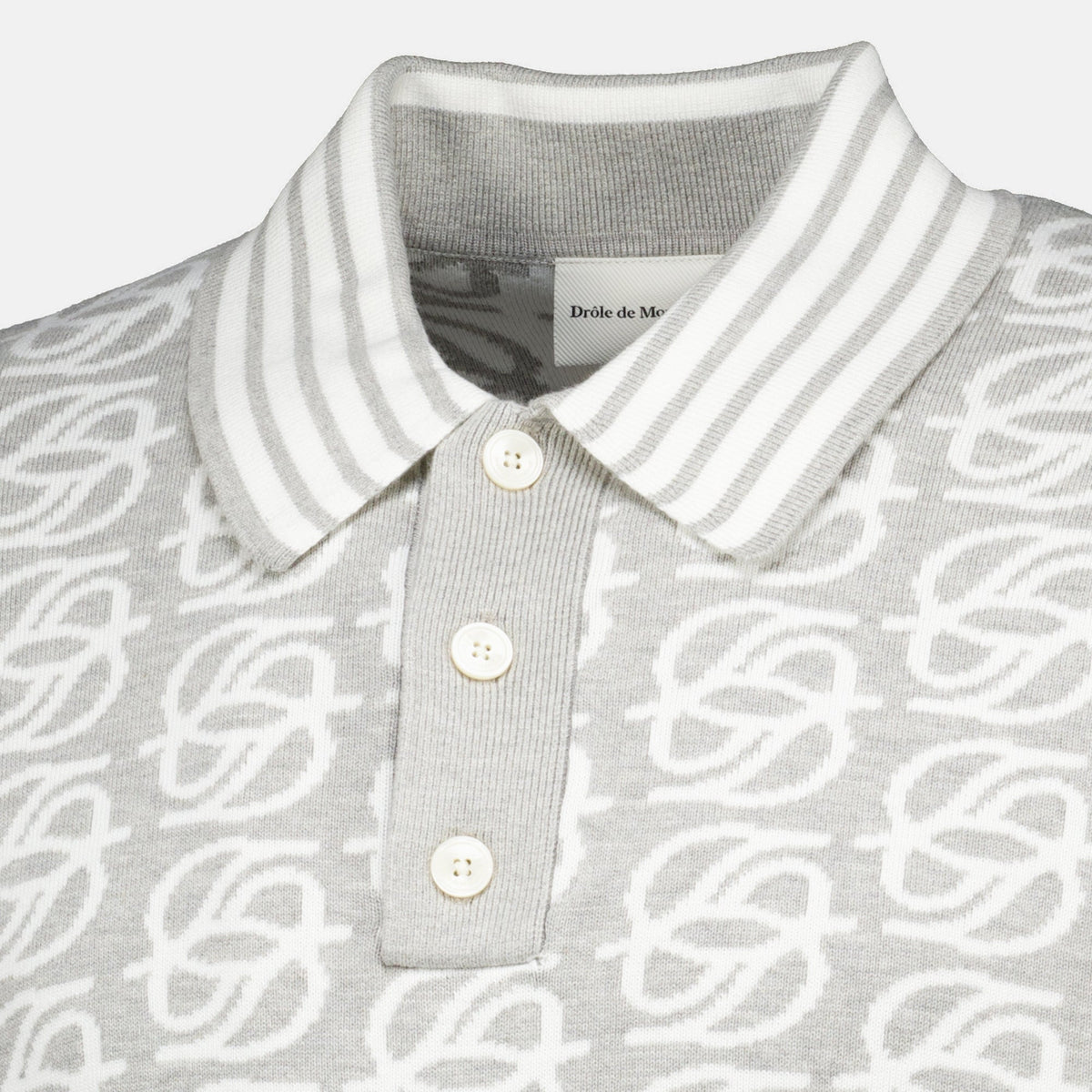 Polo de punto jacquard D Mirror gris