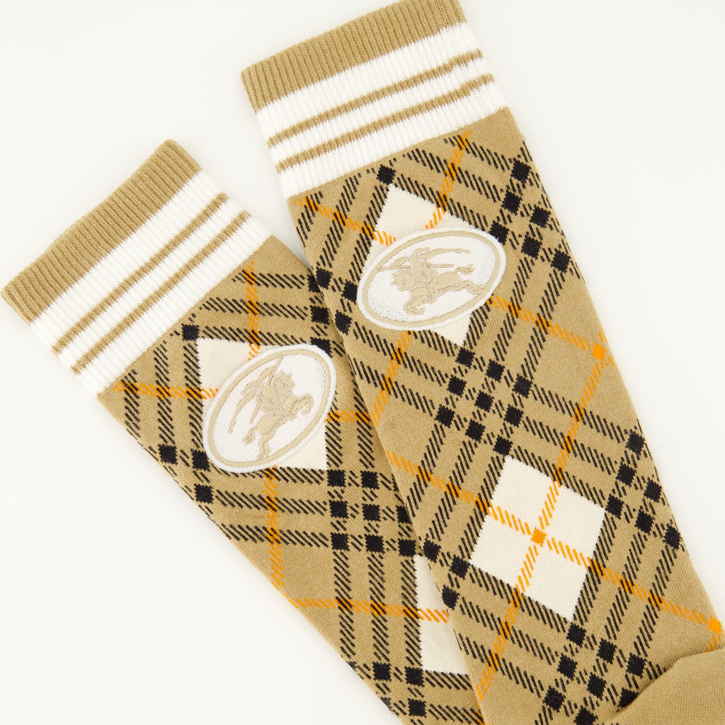 Burberry socks, check socks, stretch cotton, unisex accessories, Equestrian Knight Design