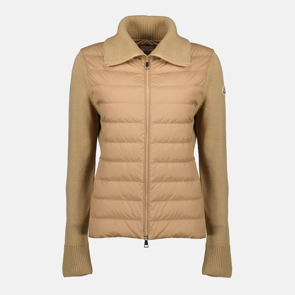 モンクレールの女性用ベージュ二重素材カーディガンの画像 - シーズン春夏2026 - フロントビュー
