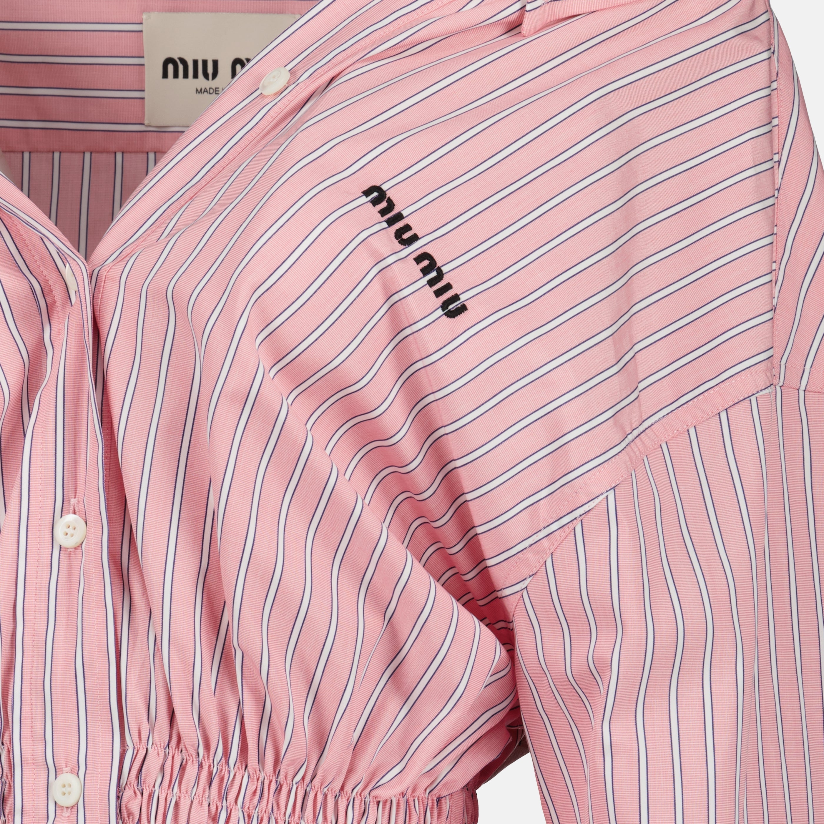 Robe Chemise Rayée Rose - Miu Miu - Women | WE IN STYLE