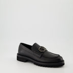 luxury moccasins, black leather moccasins, Valentino Garavani footwear, designer moccasins, Autumn-Winter 2024