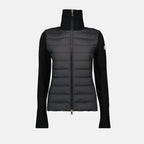 Moncler cardigan, bi-material cardigan, wool polyester blend, Autumn-Winter 2025, elegant women's outerwear