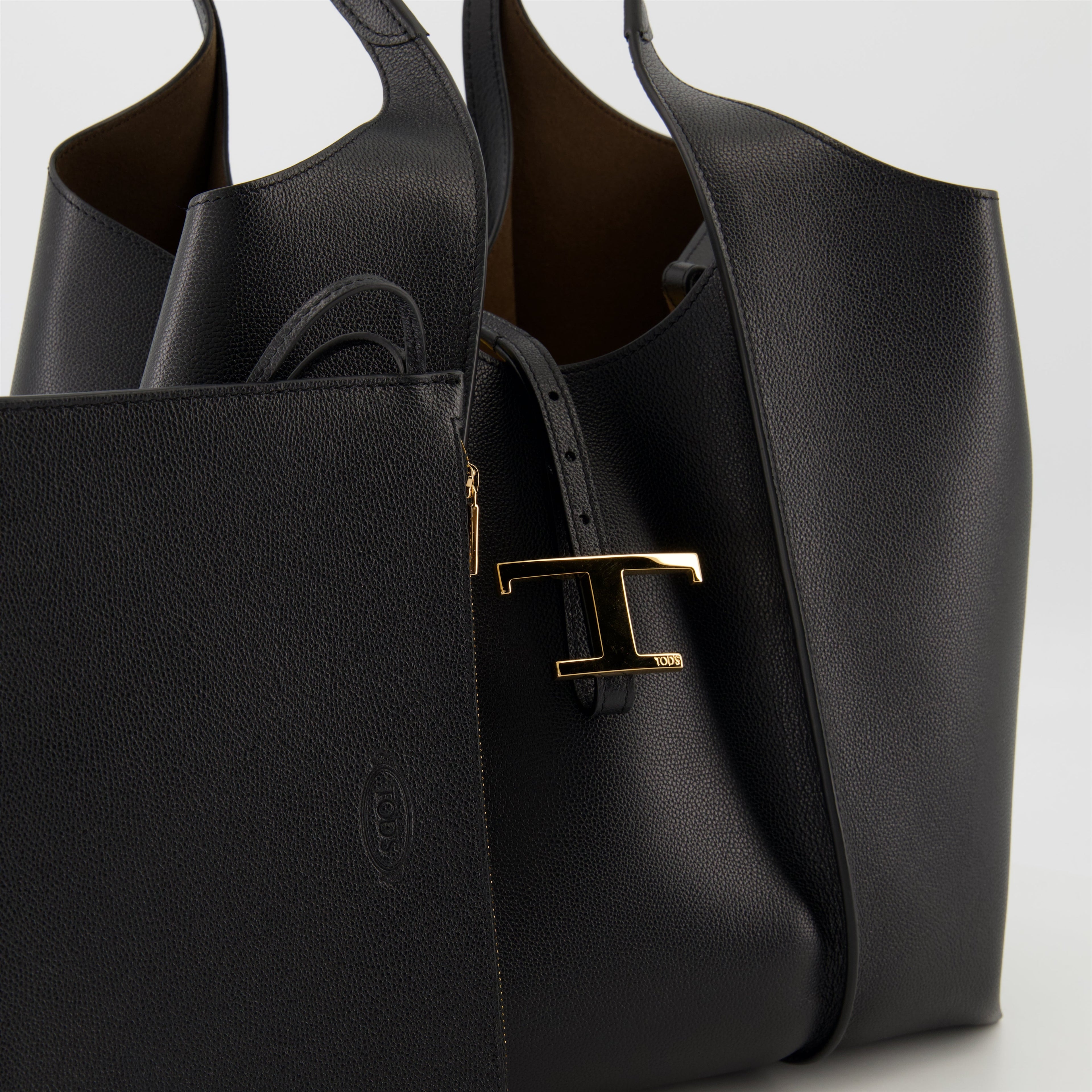 Tod's tote bag, black leather bag, T Timeless collection, designer tote, chic accessories