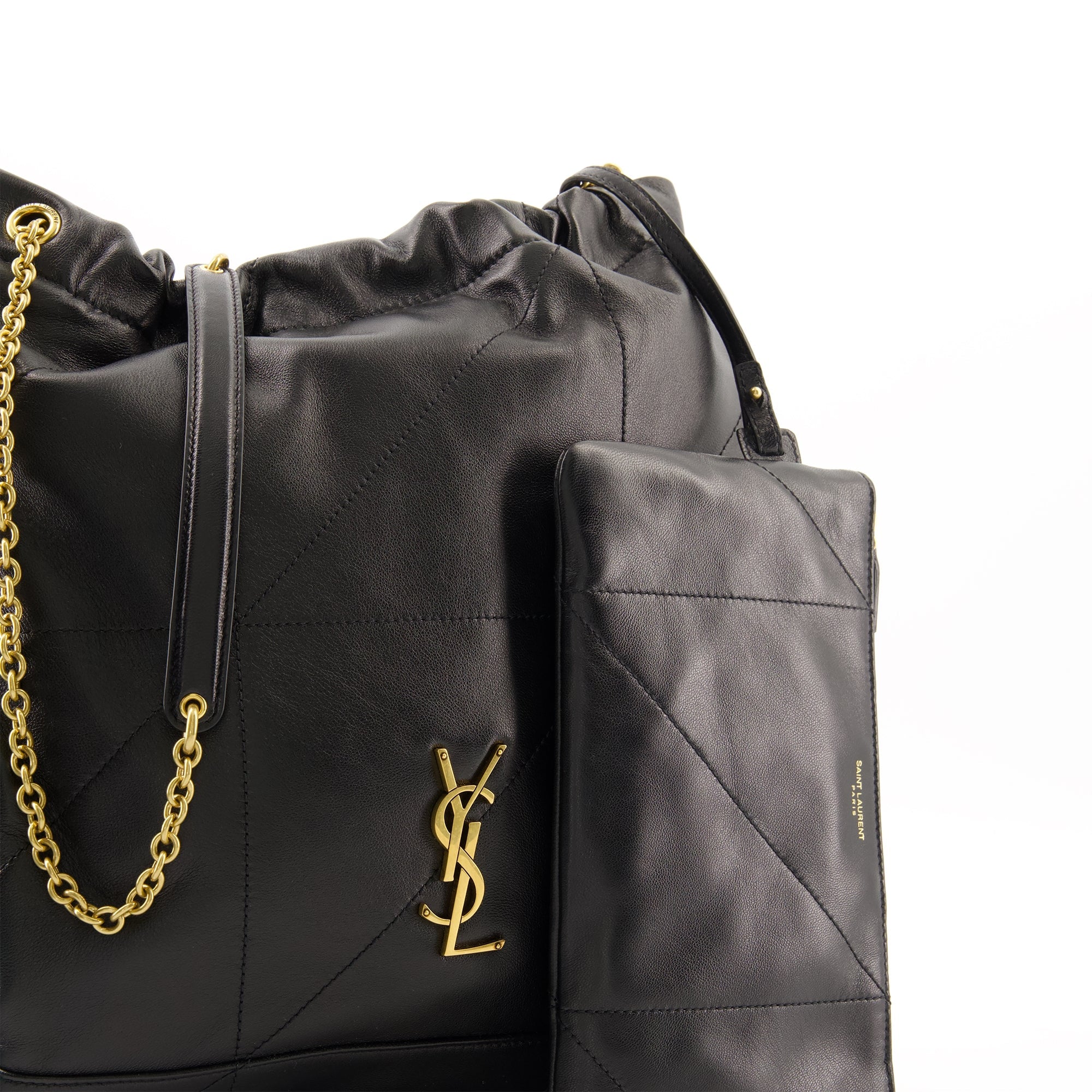 Jamie pouch bag, black leather bag, Saint Laurent accessories, luxury bags, Spring-Summer 2025 collection