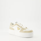 Image of Baskets Downtown Platform Sneakers by Prada for Women - Season Autumn-Winter 2024 - Front Right Three-Quarter View