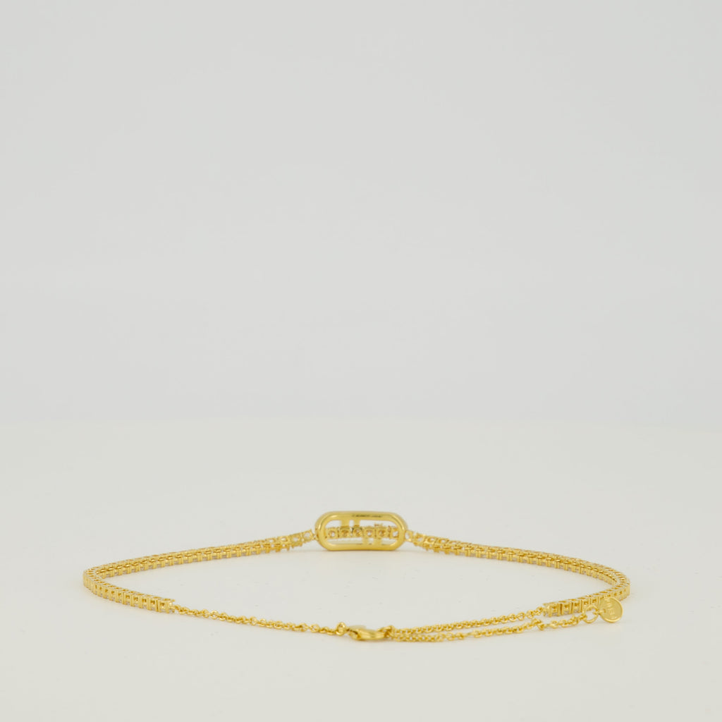 Fendi collar, brass accessory, crystal embellishment, adjustable collar, designer jewelry