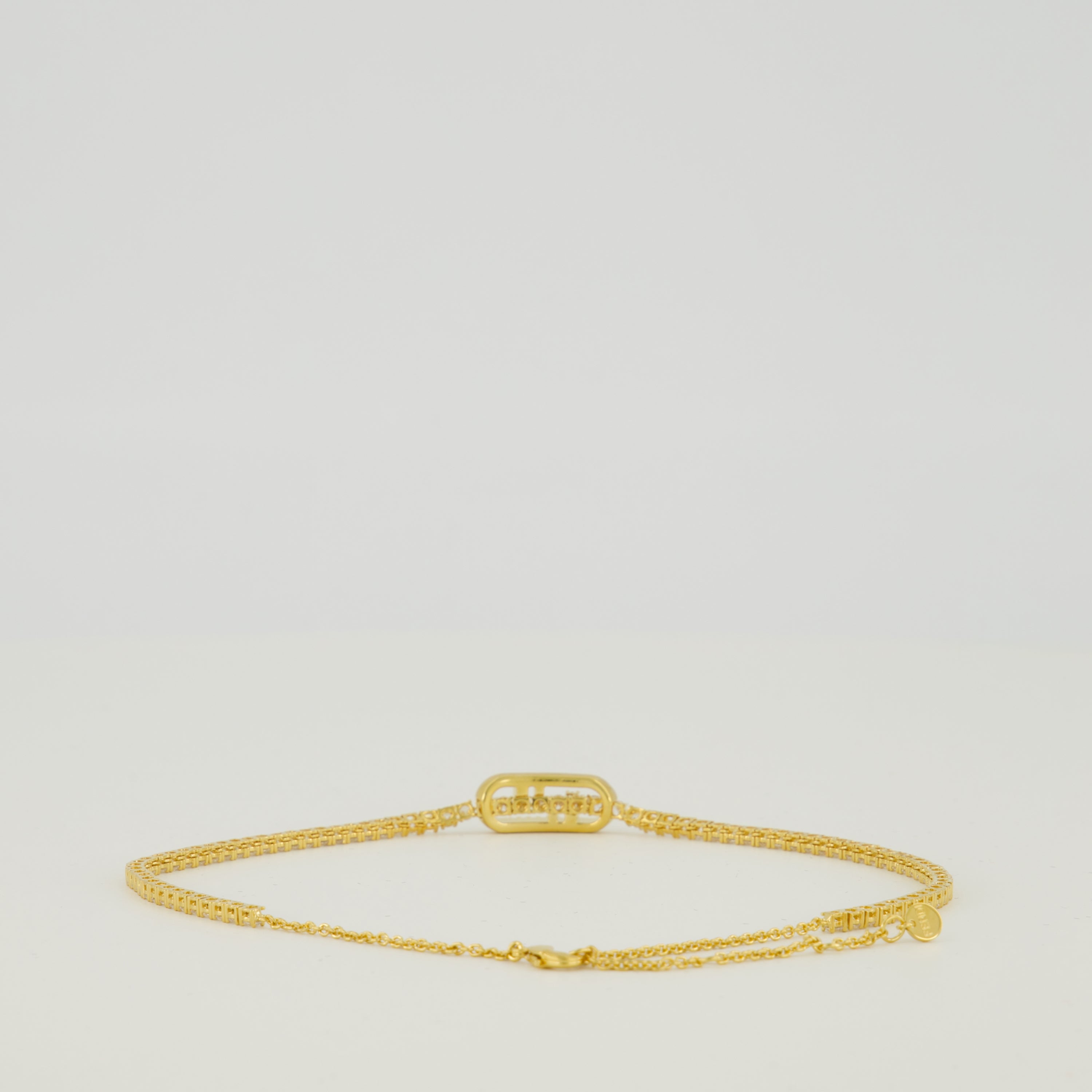 Fendi collar, brass accessory, crystal embellishment, adjustable collar, designer jewelry