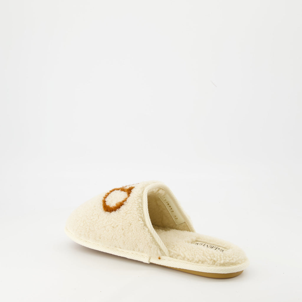 Valentino clogs, wool clogs, slip-on shoes, rubber sole clogs, VLogo clogs