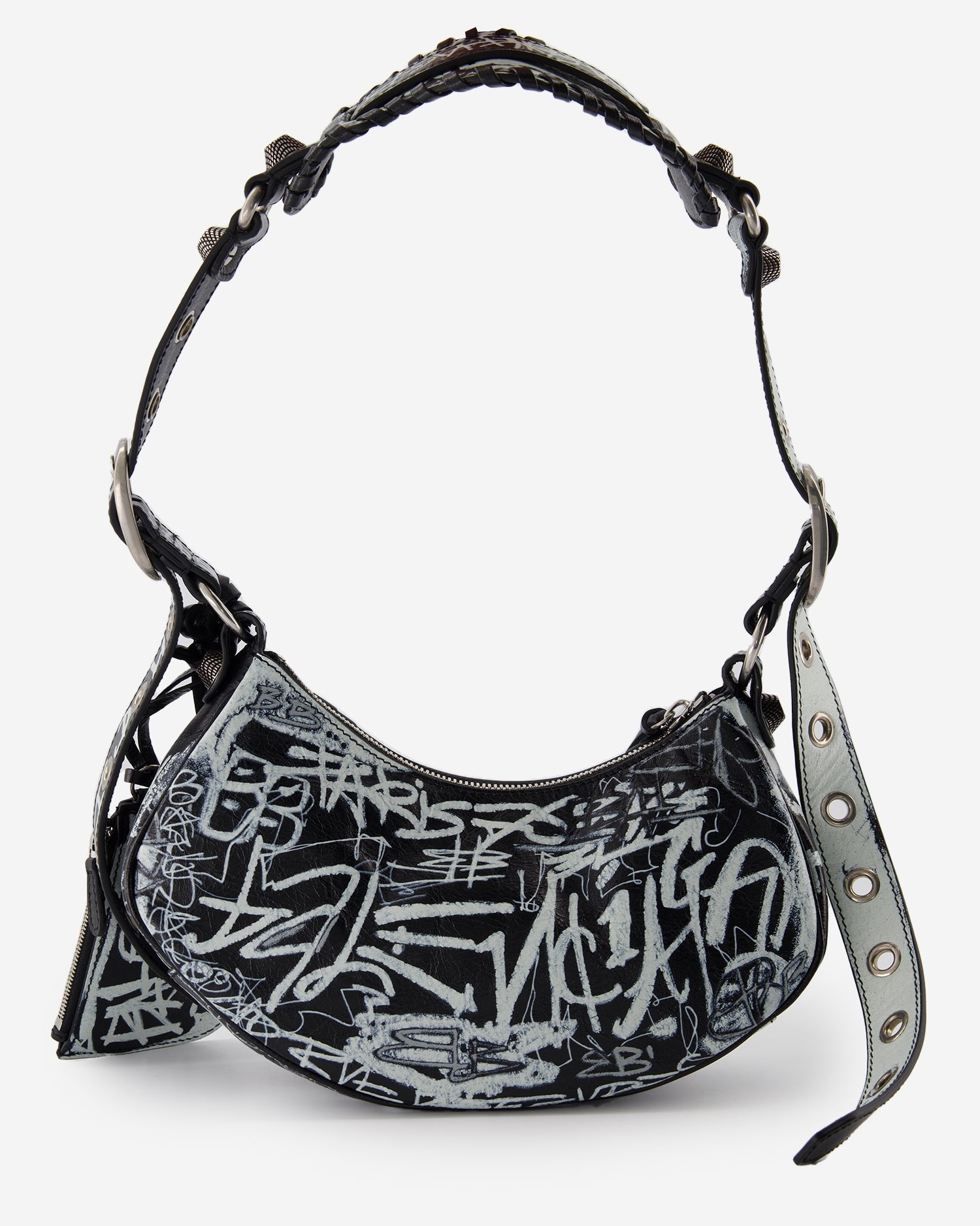   luxury shoulder bag, Balenciaga lambskin, graffiti print bag, Italian made bags, designer accessories  