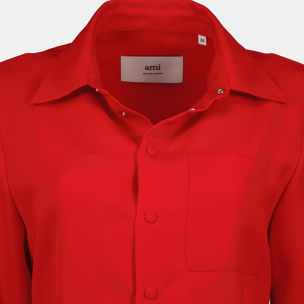 빨간 울 셔츠 드레스