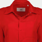 빨간 울 셔츠 드레스