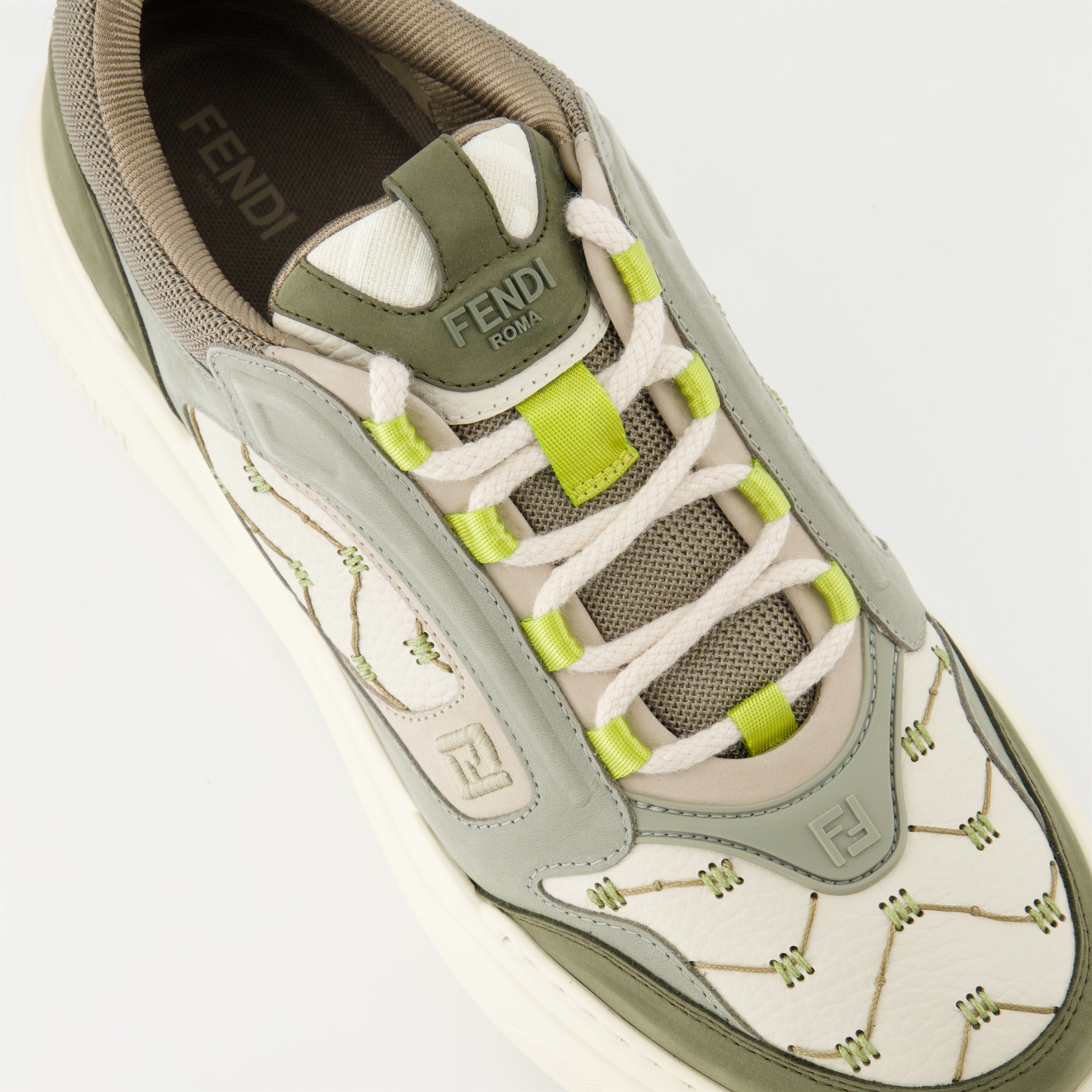 Fendi Force Sneakers, Green Sneakers, Luxury Sneakers, Grained Leather Sneakers, Summer Footwear