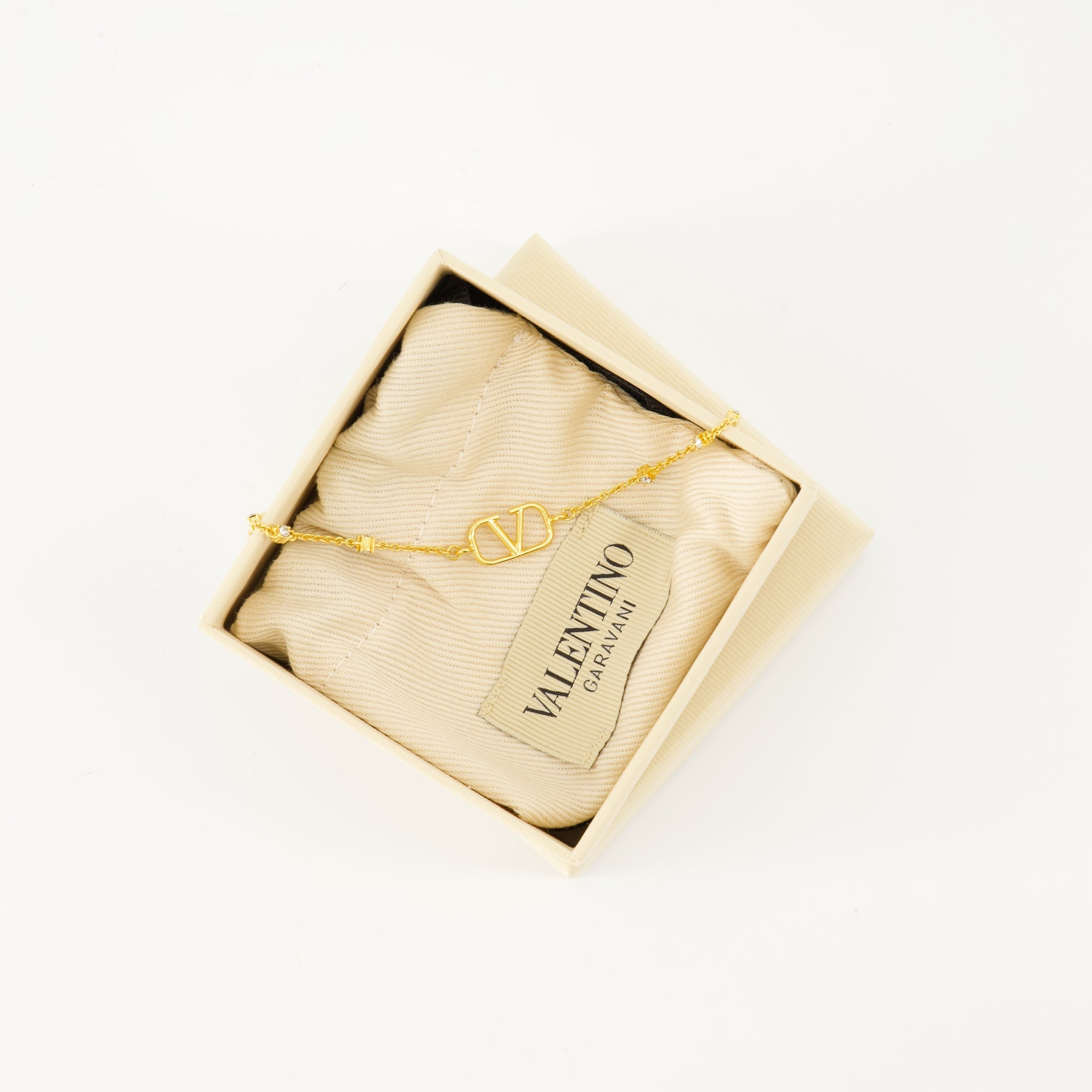 VLogo Bracelet, Valentino jewelry, Swarovski crystal bracelet, gold metal accessory, luxury bracelet