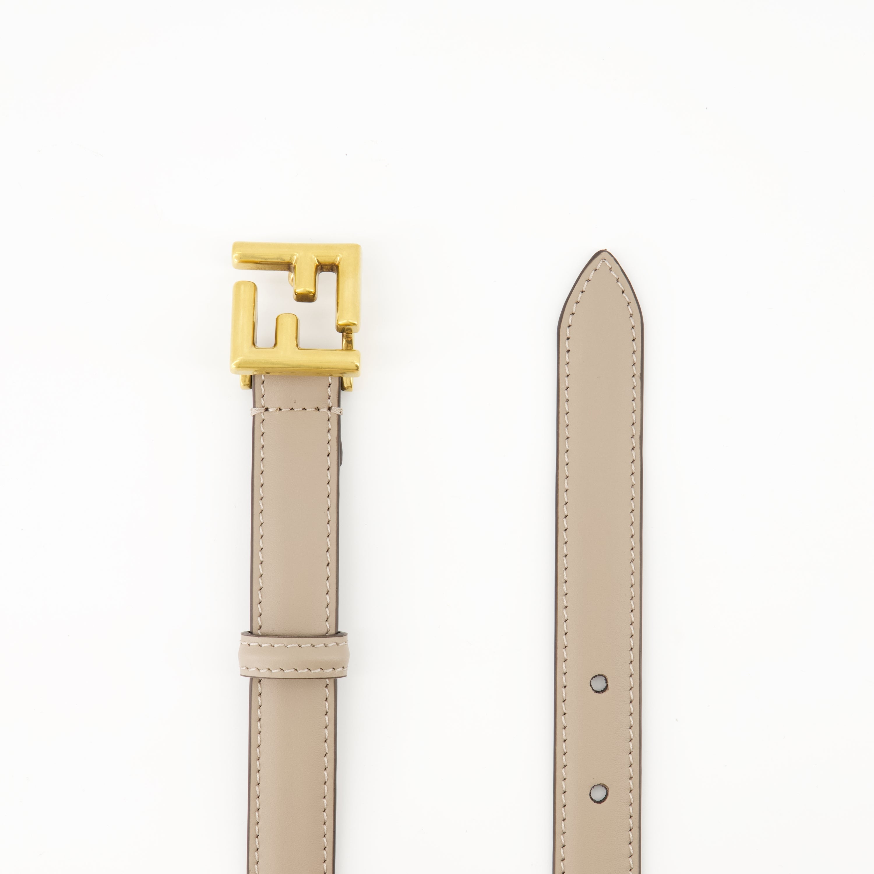 Fendi belt, beige leather belt, adjustable belt, luxury accessories, vintage gold finish