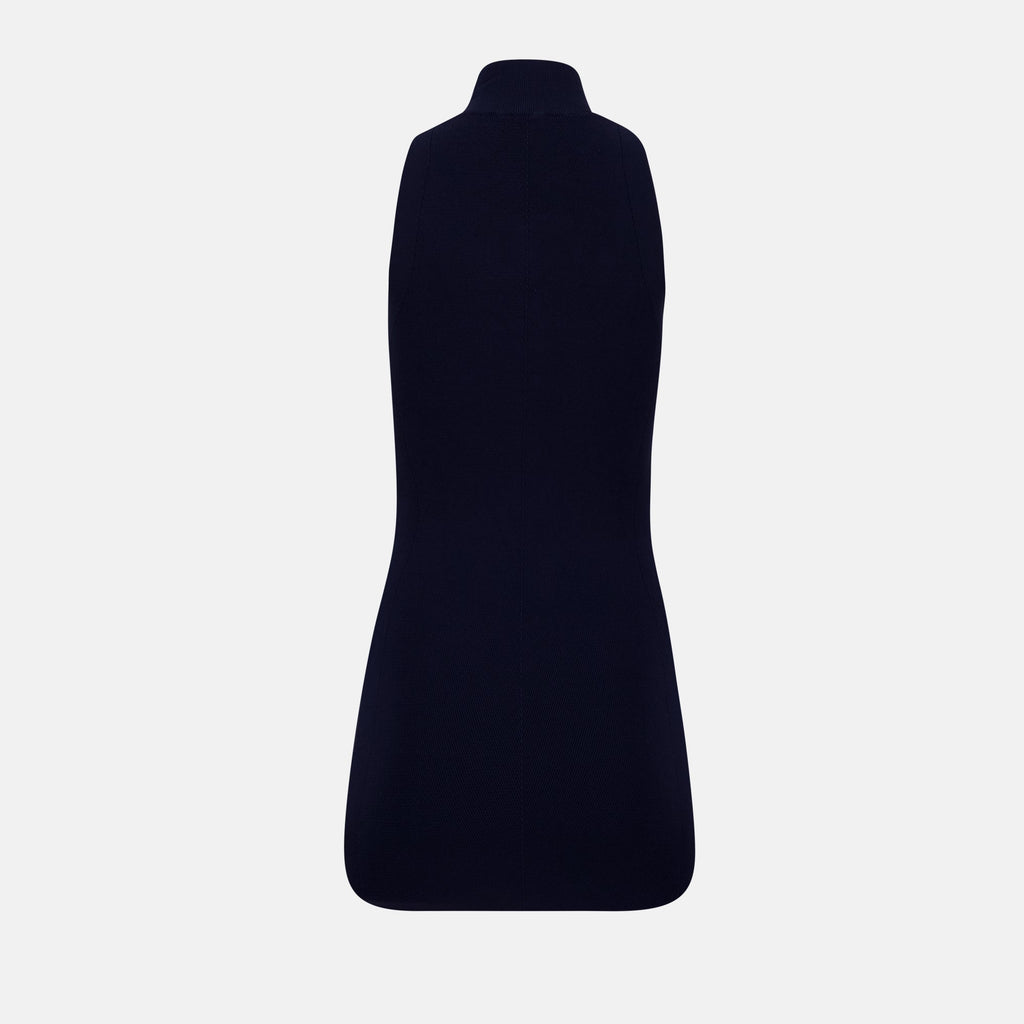 Vestido Canelado de Cuello Alto