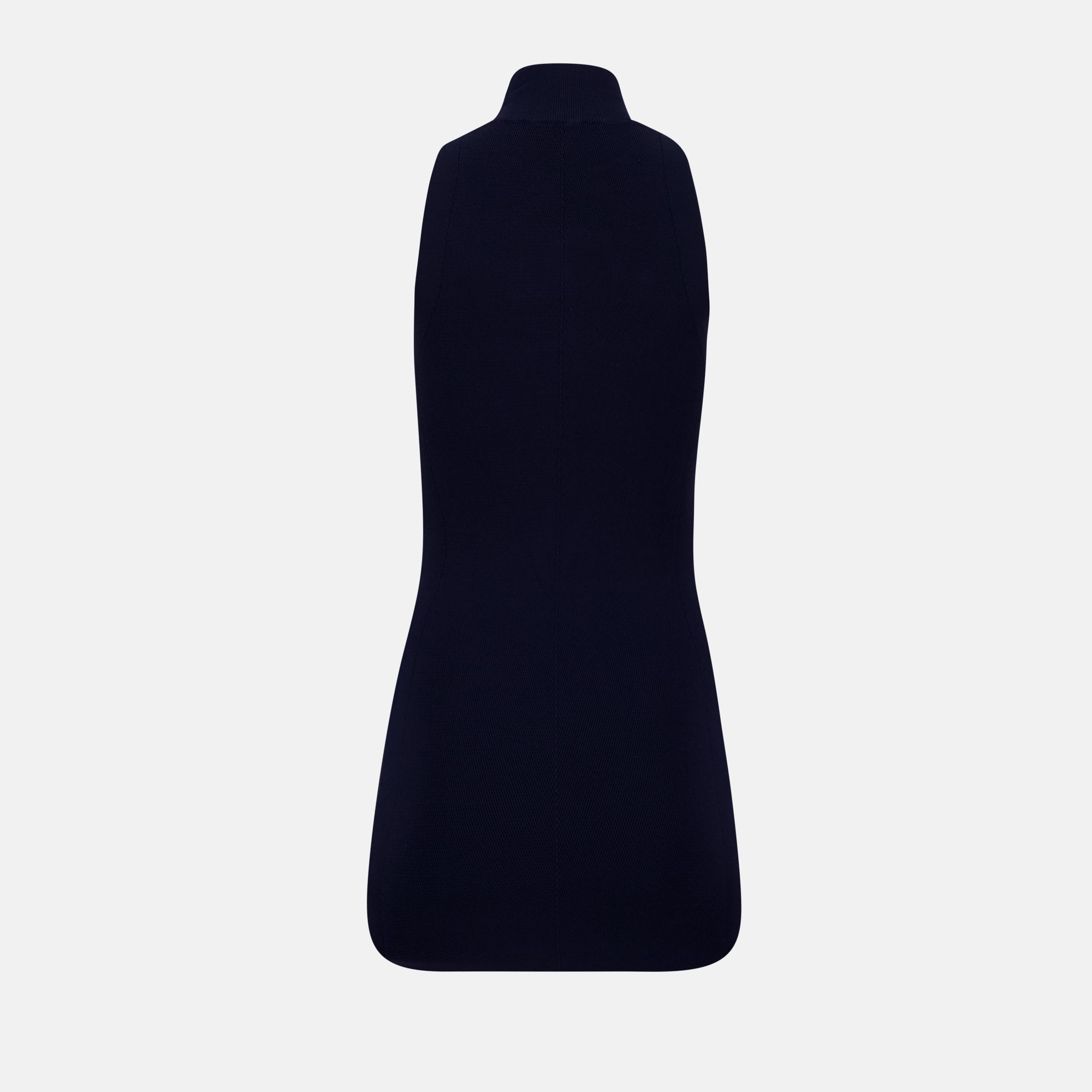 Vestido Canelado de Cuello Alto