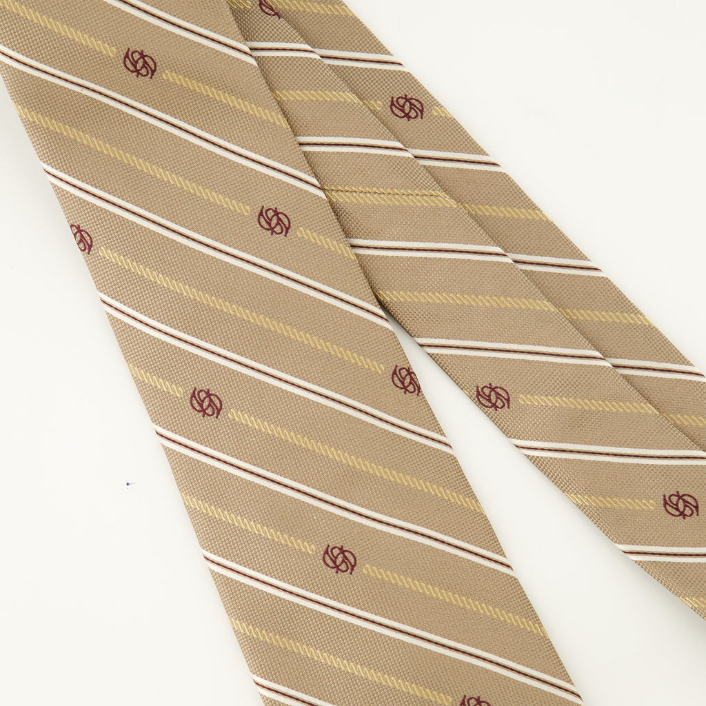 Monogram tie, Drôle De Monsieur, silk tie, beige tie, men's accessories