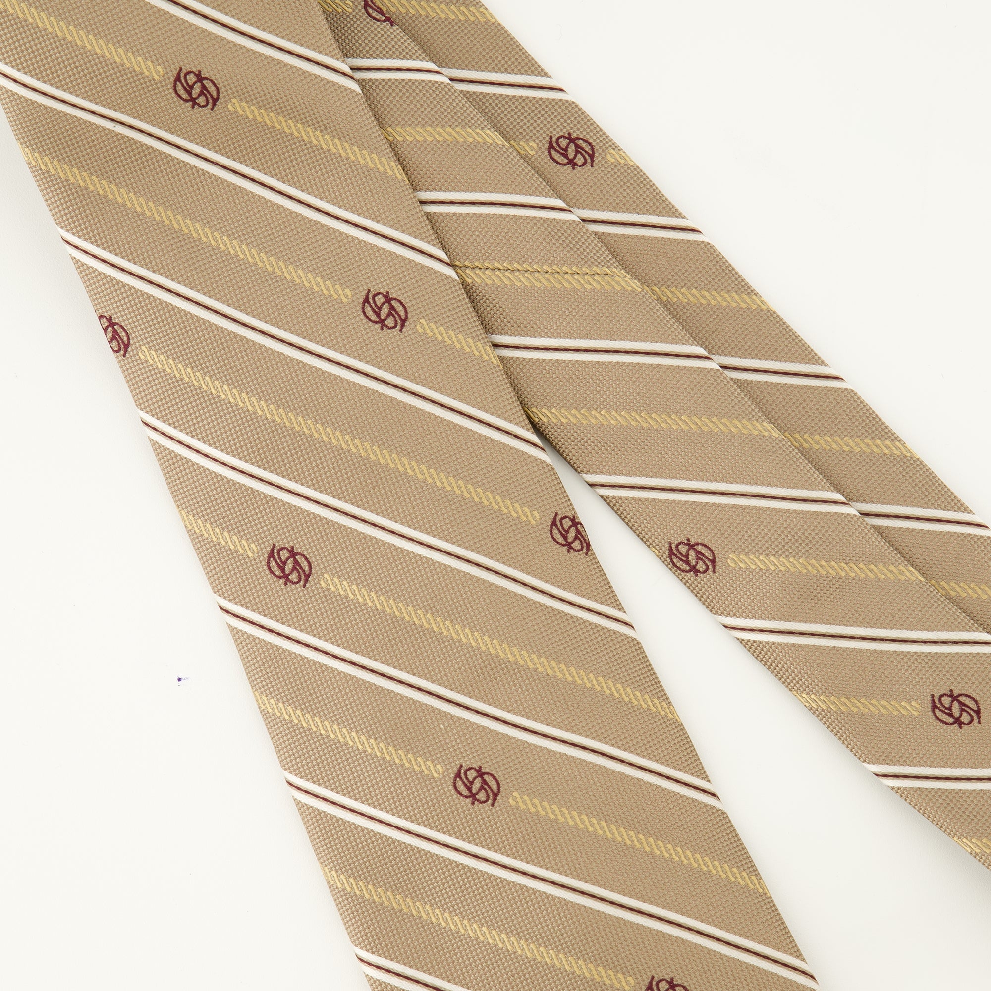Monogram tie, Drôle De Monsieur, silk tie, beige tie, men's accessories