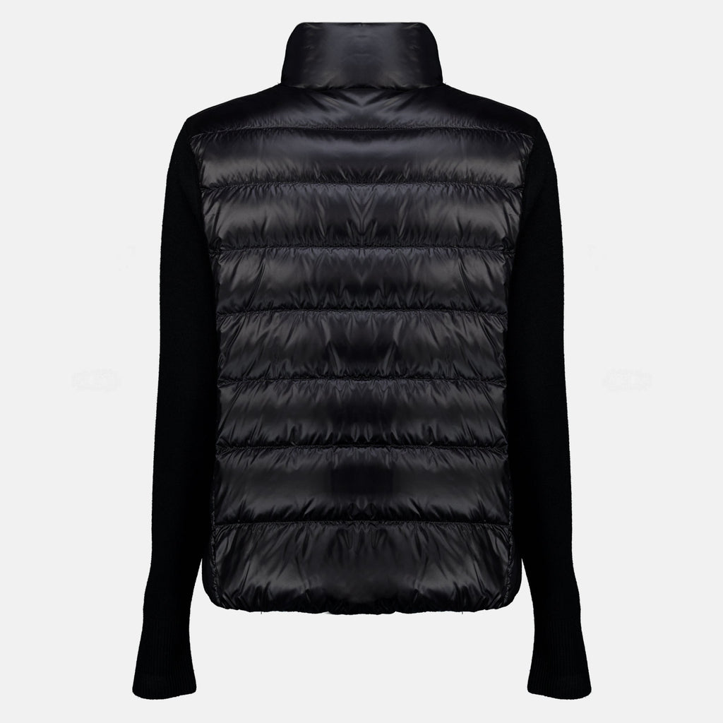 Schwarzer Bi-Material Cardigan