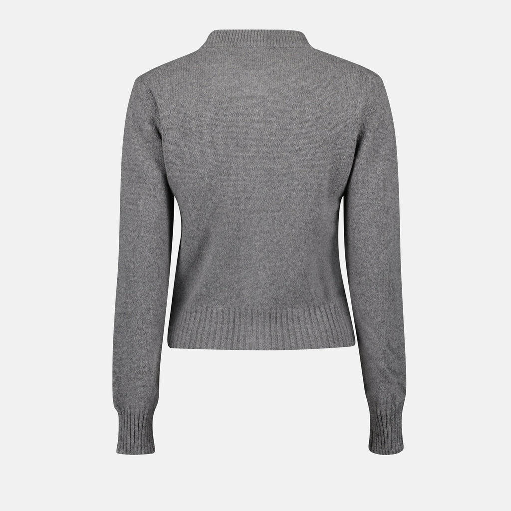 cashmere cardigan, grey cashmere, AMI Paris cardigan, luxury knitwear, autumn-winter fashion