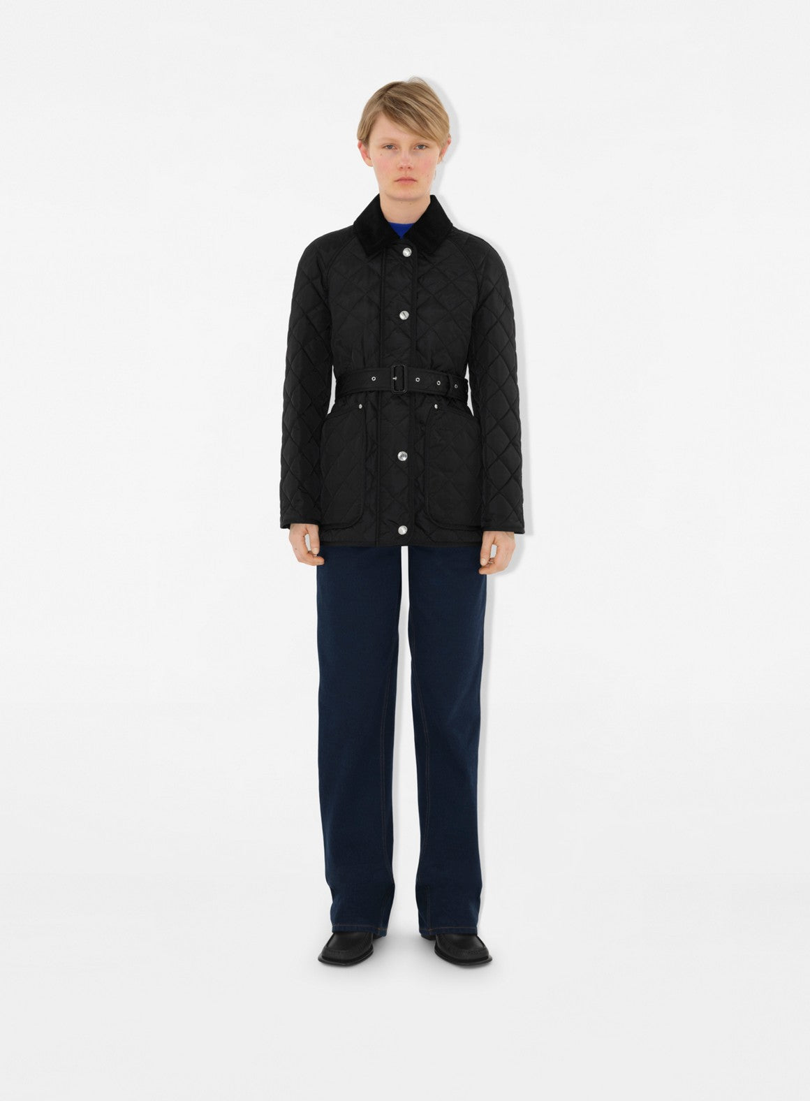 Burberry women's jacket, black quilted jacket, luxury outerwear, women's nylon jacket, elegant winter wear