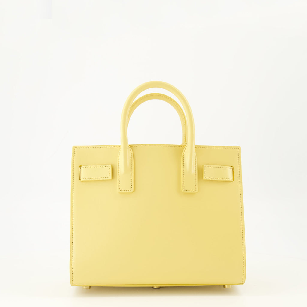 Image du Sac de jour nano jaune par Saint Laurent pour femmes - Saison Printemps-Été 2026 - Vue de dos