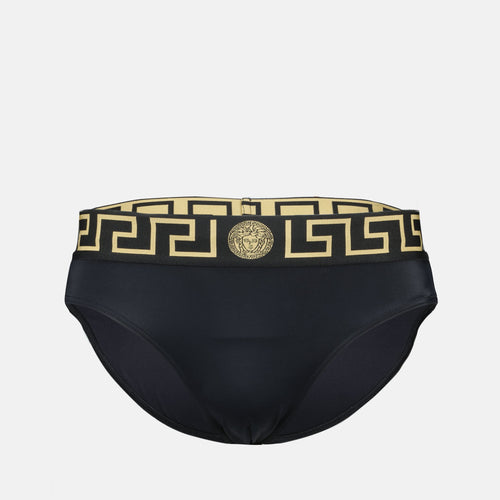 Culotte de Bain Noire Medusa Greca