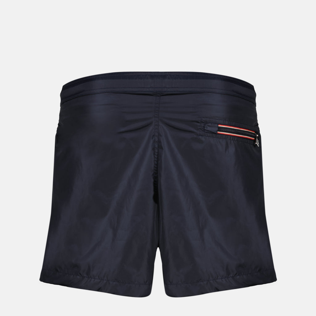 Image of Blue Bathing Suit with Black Logo by Moncler for Men - Season Spring-Summer 2026 - Back View