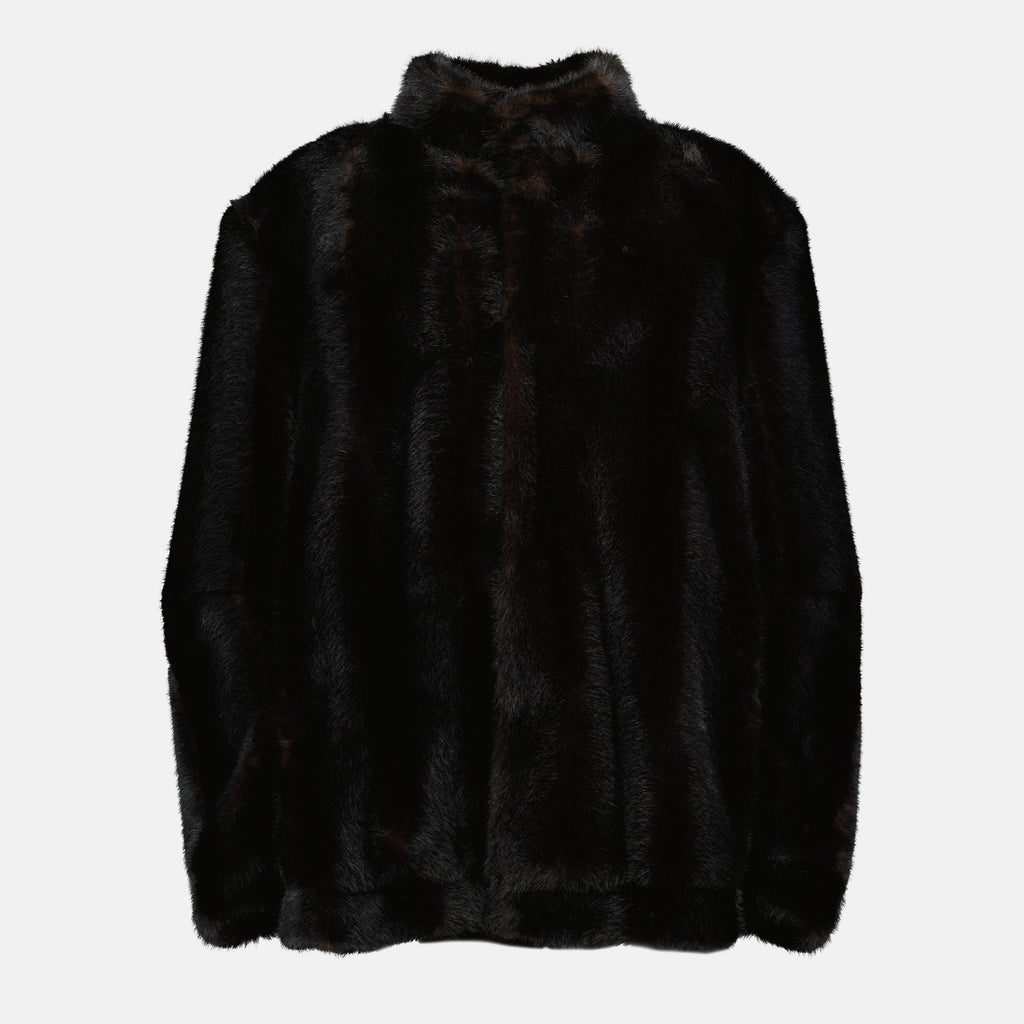 faux fur jacket, MM6, oversized design, Autumn-Winter collection, stylish outerwear