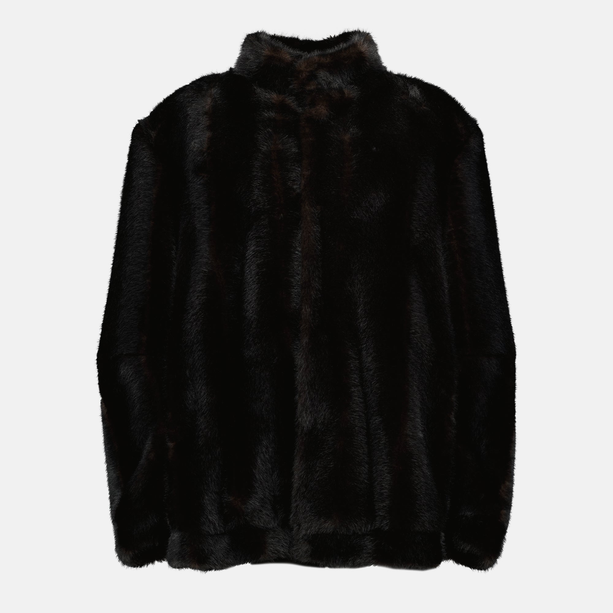 faux fur jacket, MM6, oversized design, Autumn-Winter collection, stylish outerwear