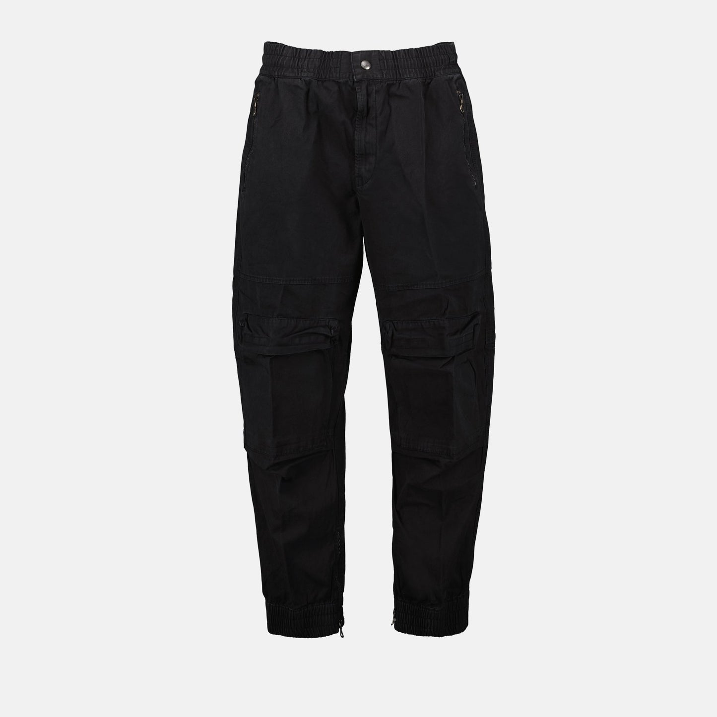 black cargo pants, elastic waist pants, modern cargo pants, cotton cargo trousers, stylish black pants