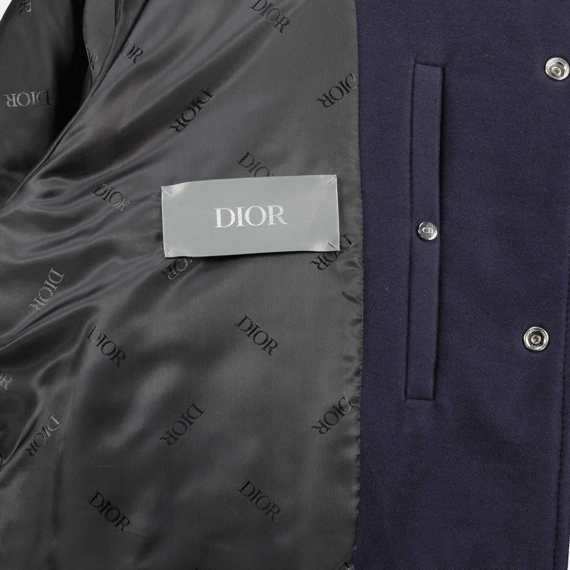 Image of Dior Varsity Jacket - Navy by Dior for Men - Season Spring-Summer 2026 - Detail View 2