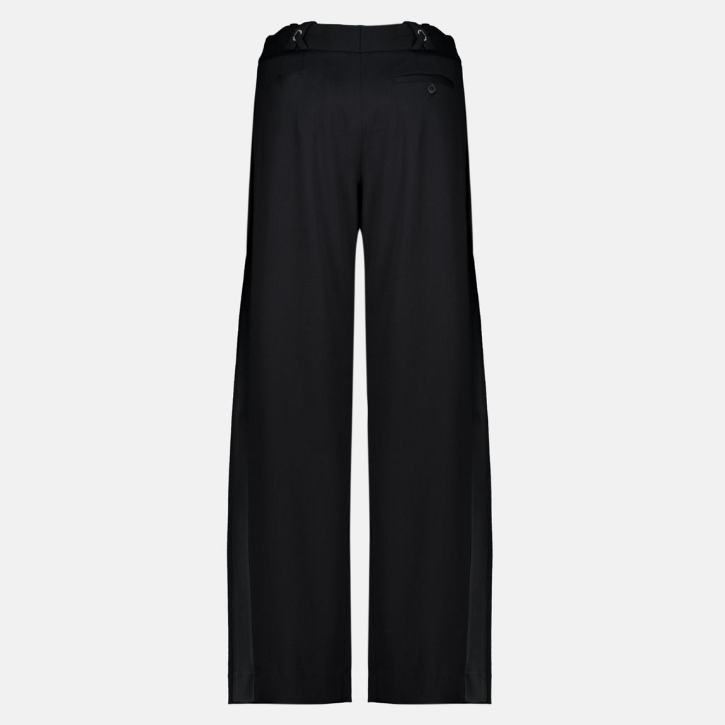 Black Wide-Leg Wool Pants