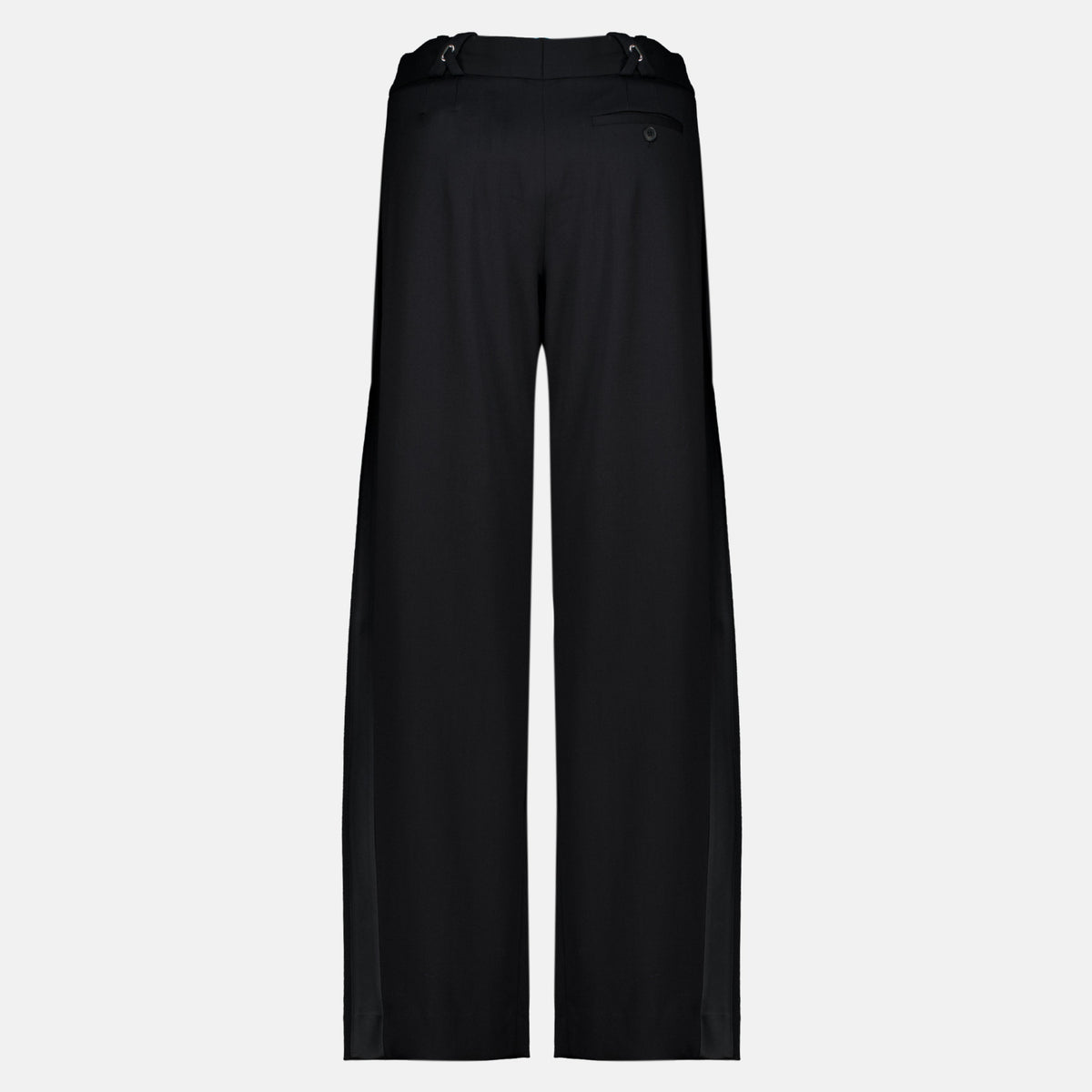 Black Wide-Leg Wool Pants