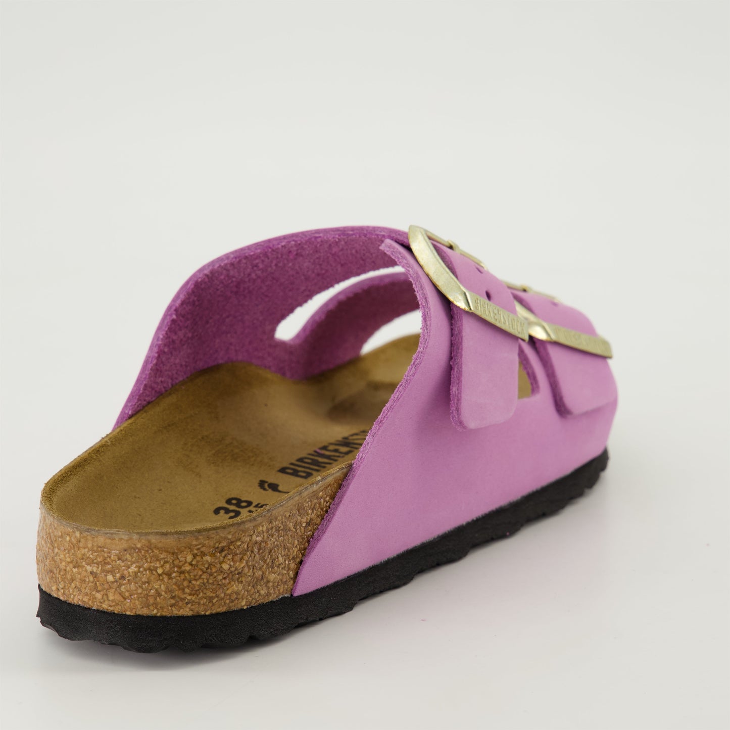 pink nubuck sandals, adjustable sandals, comfortable footbed, slip-on style, fashionable sandals