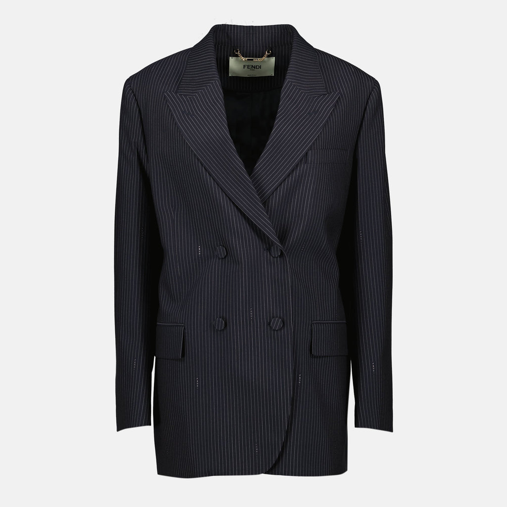 Image d'un blazer rayé par Fendi pour femmes - Saison Printemps-Été 2026 - Vue de devant