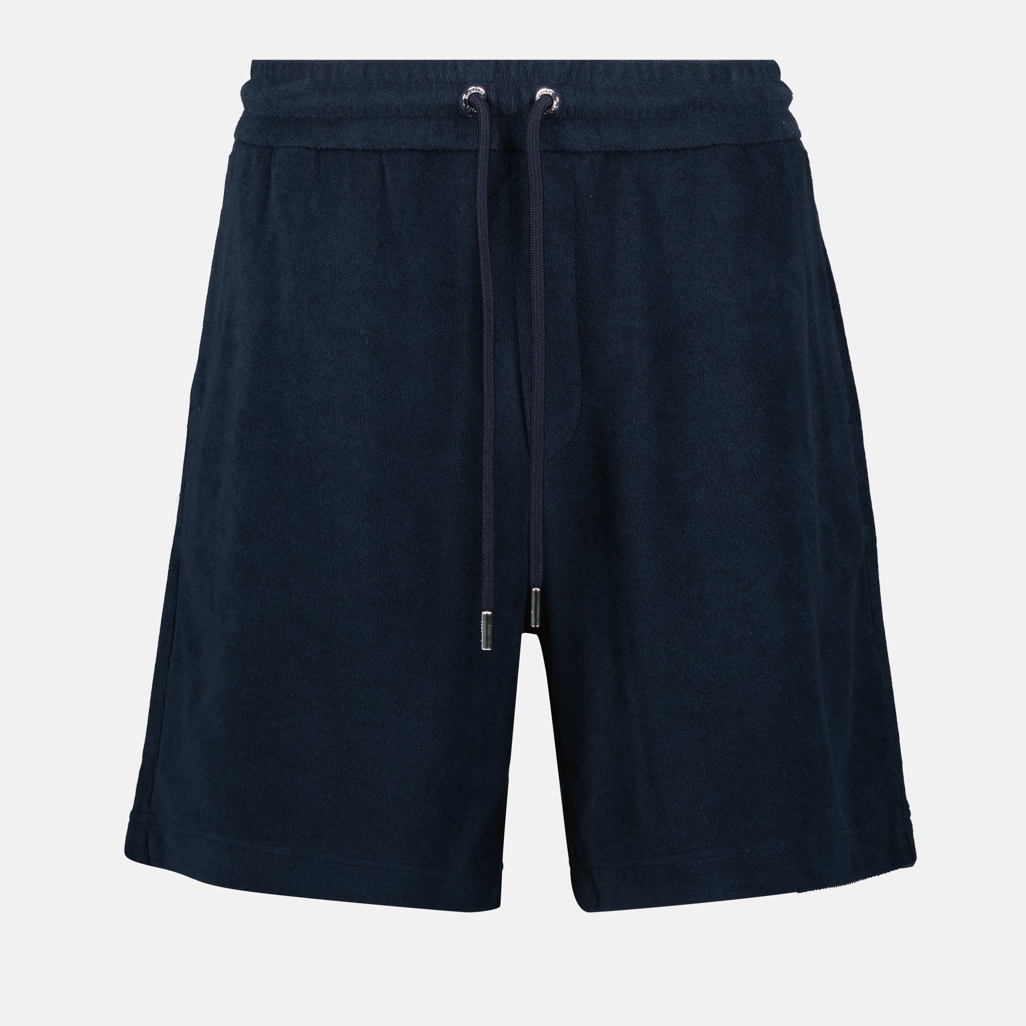 Image of Navy Blue Cotton Terry Shorts by Moncler for Men - Season Spring-Summer 2025 - Front View