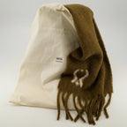 brown scarf, Ami de Coeur, winter accessory, alpaca scarf, fringed scarf