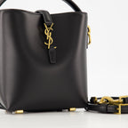 Saint Laurent Mini Bucket Bag, Black Leather Bag, Luxury Accessories, Elegant Handbag, Suede Lined Bag