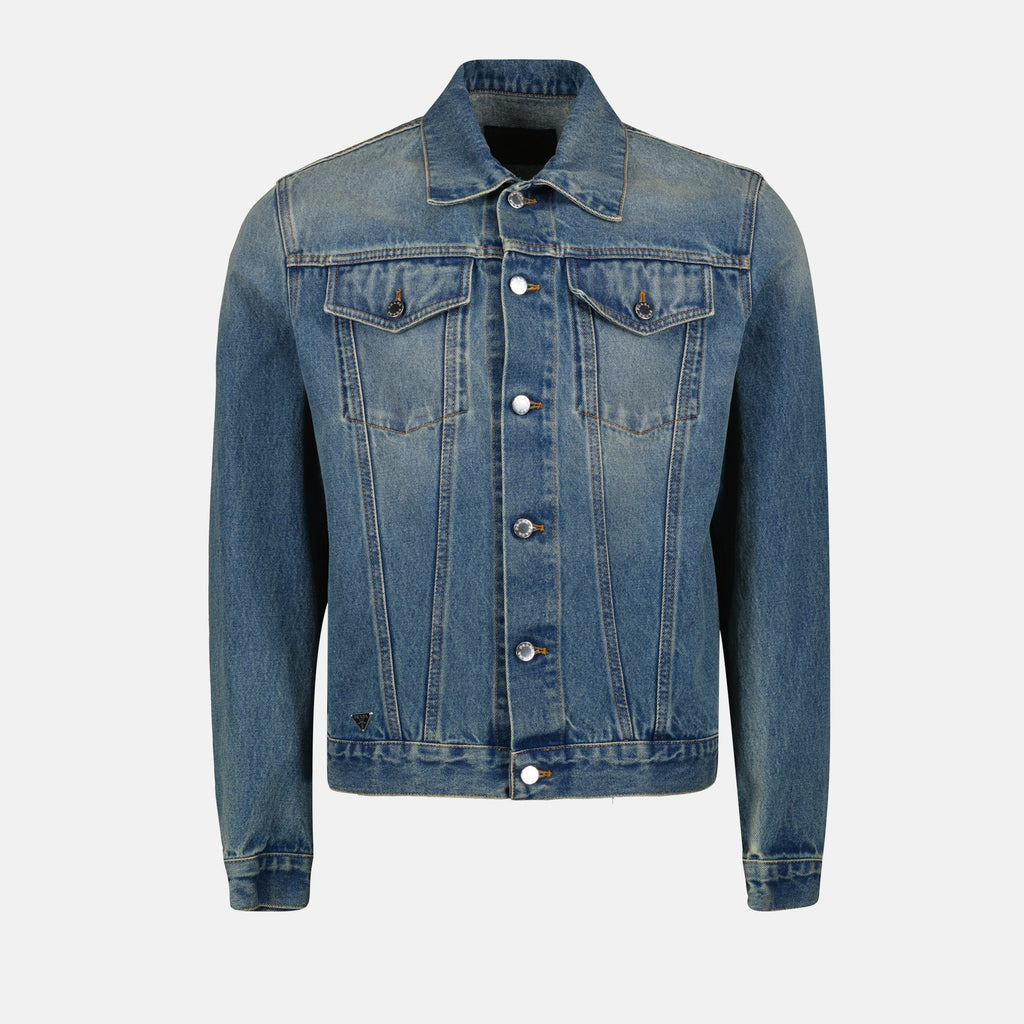 Image of Washed Denim Jacket by Prada for Men - Season Autumn-Winter 2024 - Front View