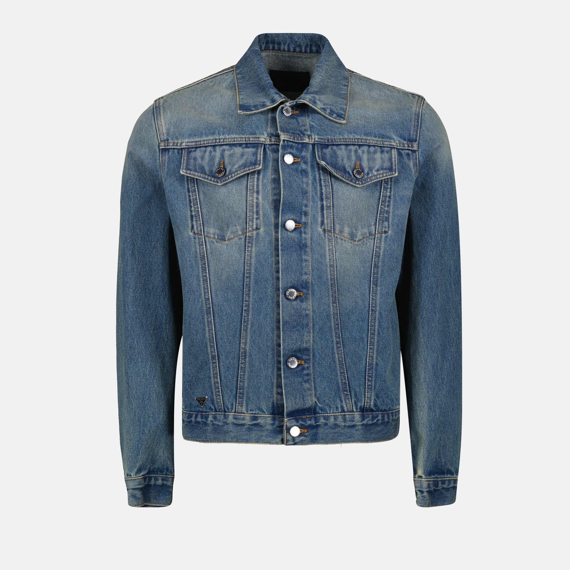Image of Washed Denim Jacket by Prada for Men - Season Autumn-Winter 2024 - Front View
