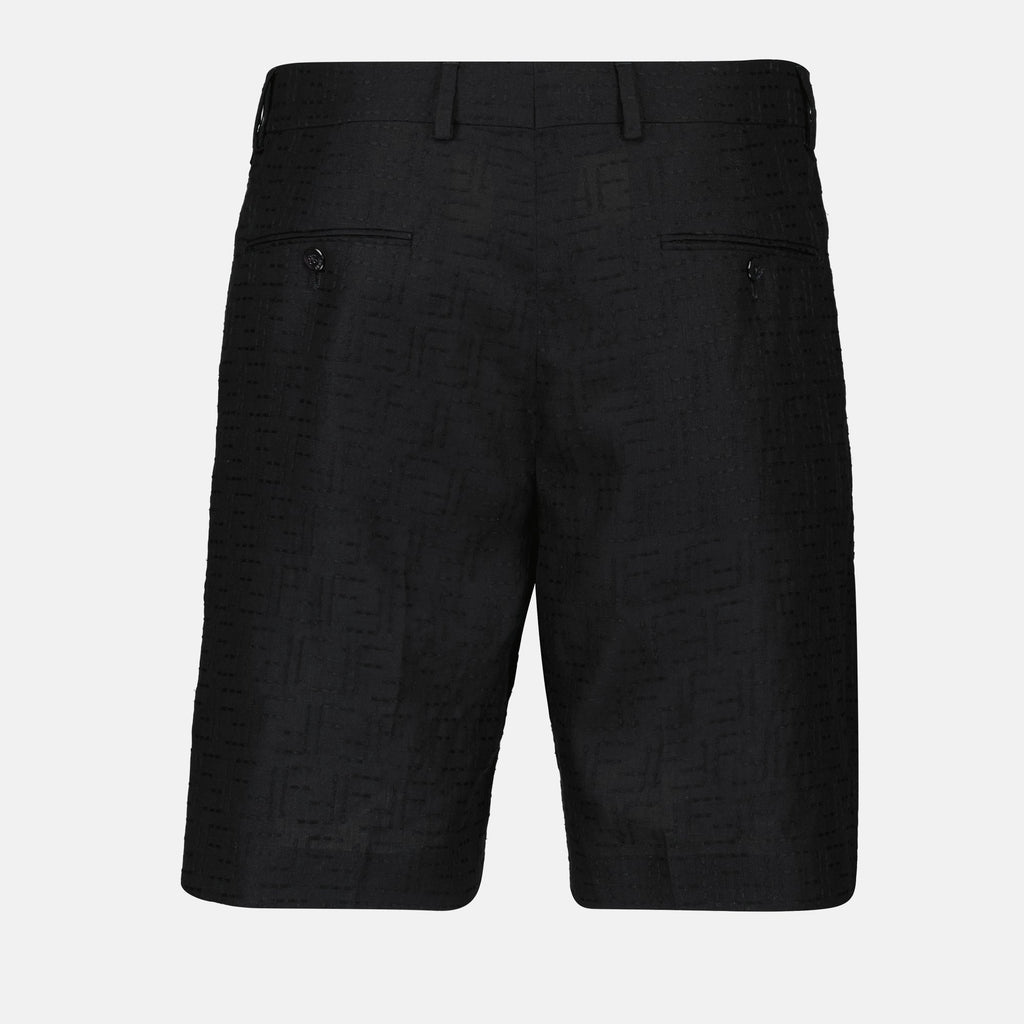 Image of Fendi Black Linen Shorts by Fendi for Men - Season Spring-Summer 2025 - Detail View 2